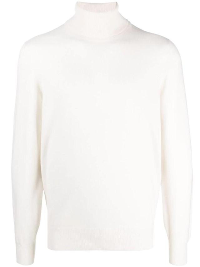 Roll Neck Cashmere Jumper In Ecru Product Image