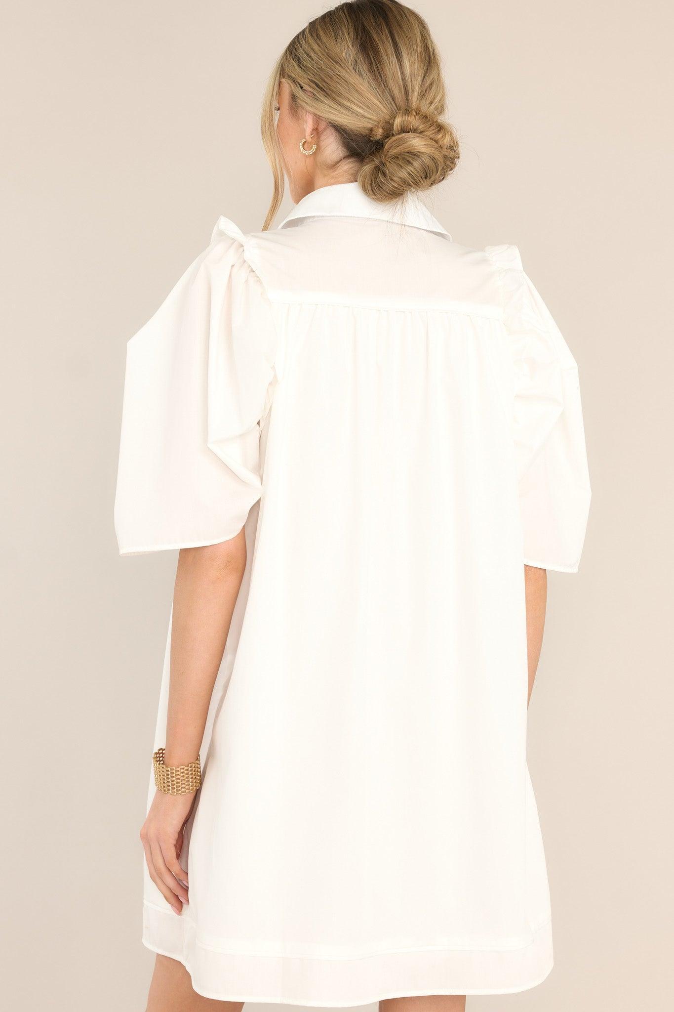 Serene Life White Button Front Mini Dress Product Image