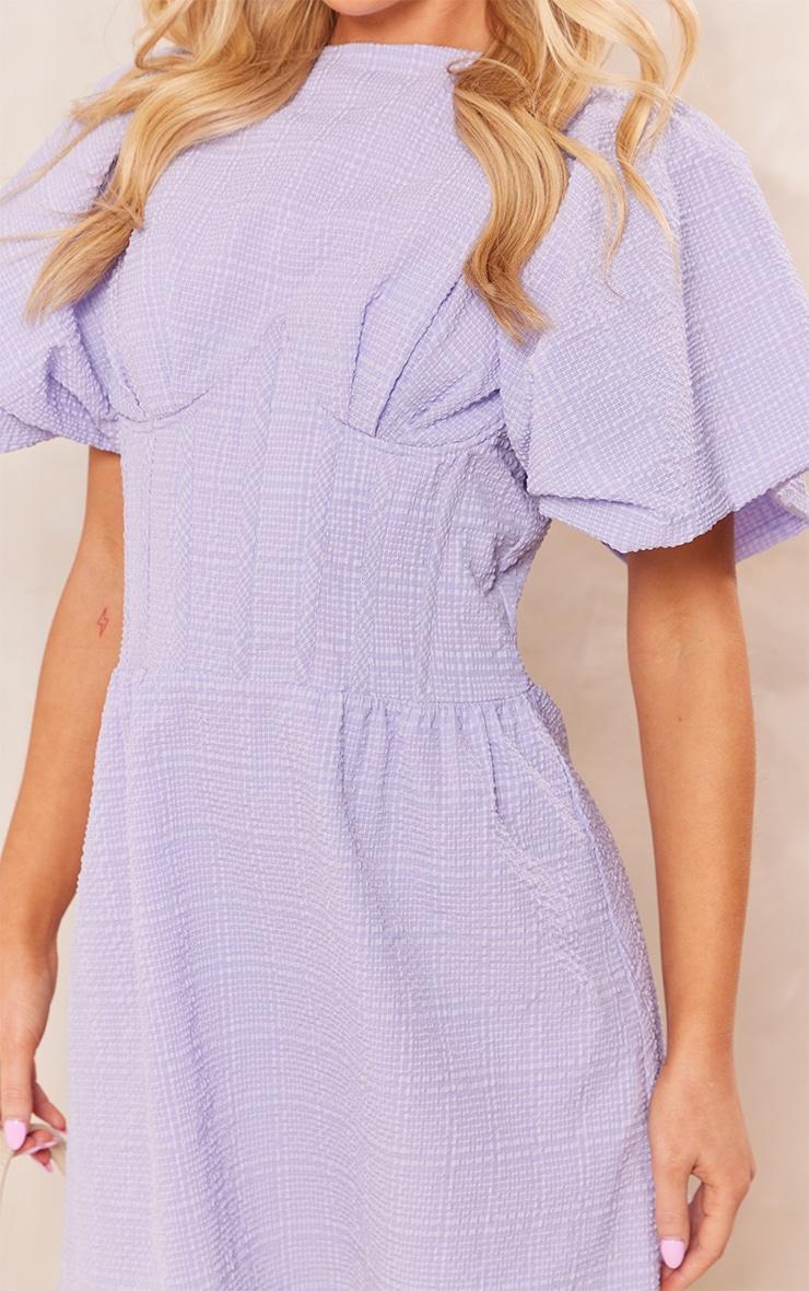 Lilac Underwired Corset Puff Sleeve Shift Dress Product Image