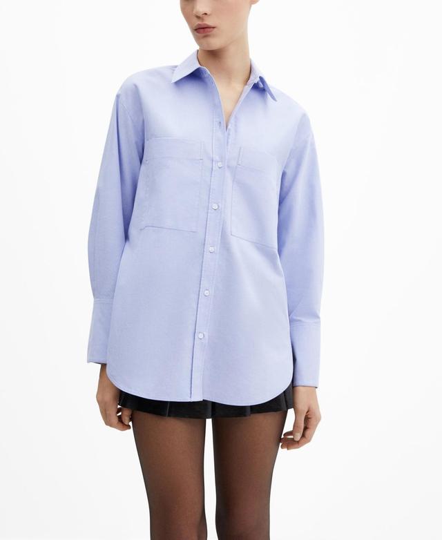 Mango Womens Chest-Pocket Cotton Shirt Product Image