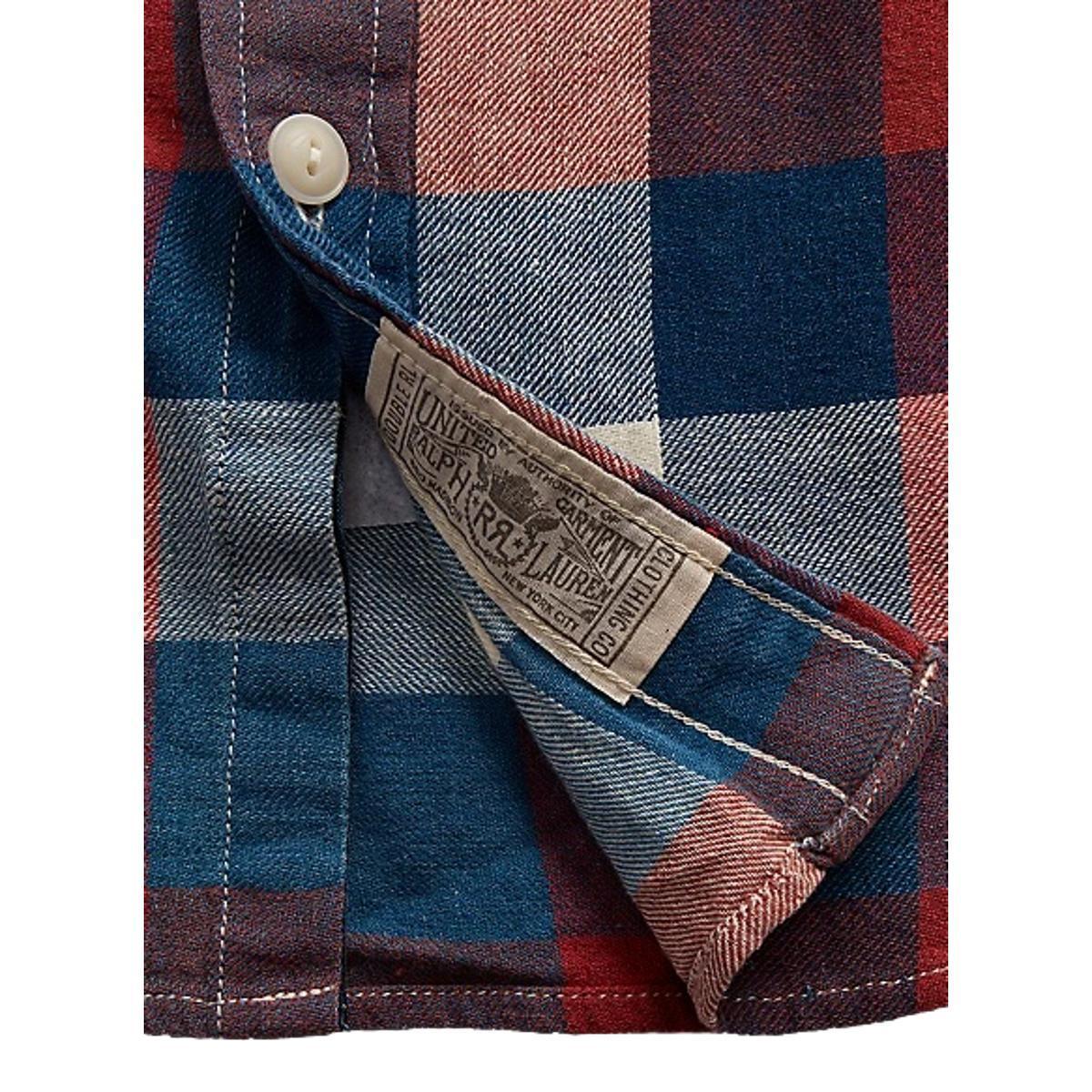 Indigo Plaid Cotton-Linen Workshirt Red Indigo Product Image