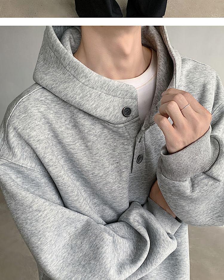 Henley Plain Hoodie Product Image