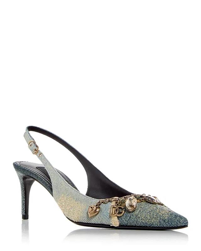 Denim Charms Slingback Pumps In Blue Product Image