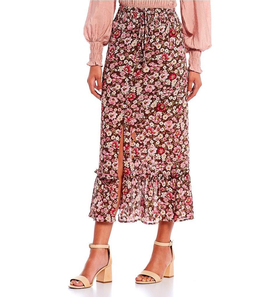 Blu Pepper High Rise Smock Waist Floral Skirt product image