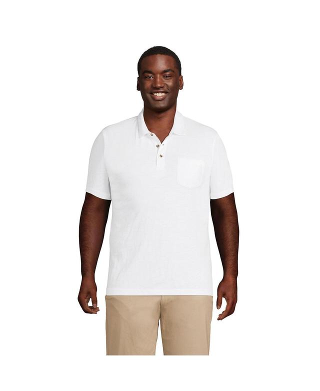 Big & Tall Lands End Slub Pocket Polo, Mens Dark Blue Product Image