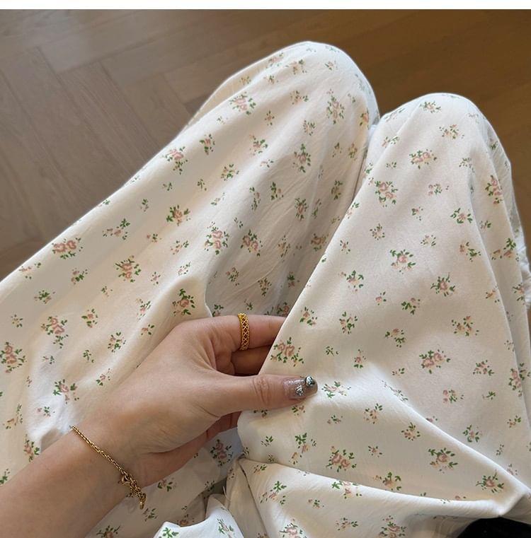 Drawstring Waist Floral Harem Pants Product Image