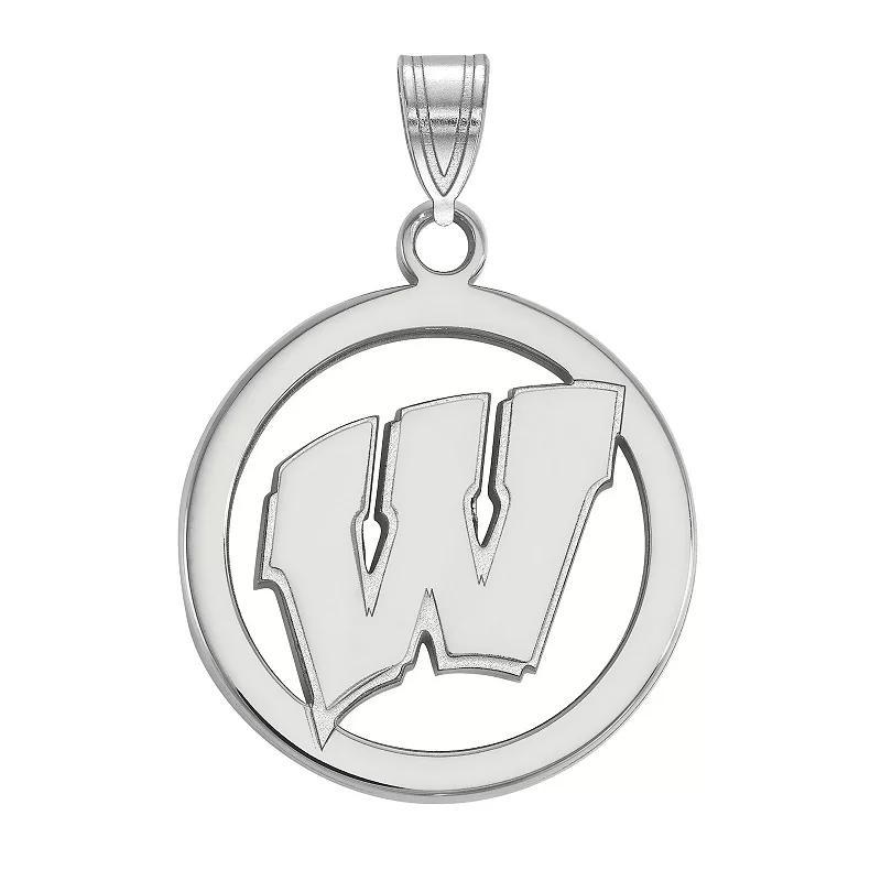 LogoArt 14k Gold Plated Silver Wisconsin Badgers Circle Pendant, Womens Product Image