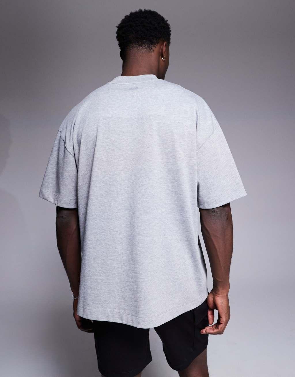 ASOS 4505 Icon boxy heavyweight cotton T-shirt with quick dry finish in gray heather Product Image