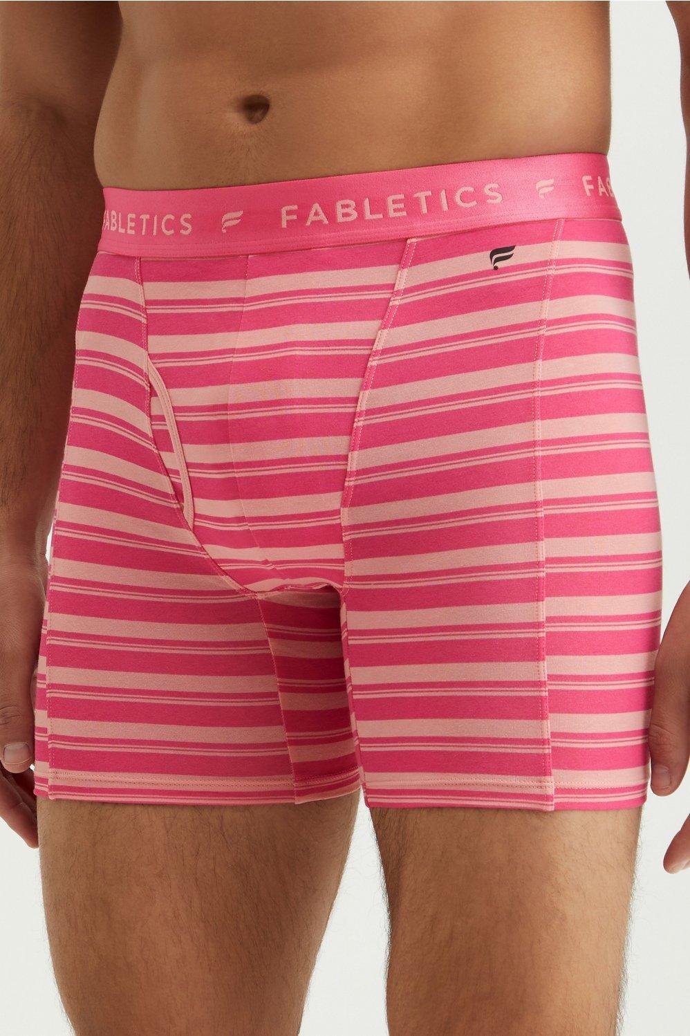 Fabletics Men The 24-7 Boxer Brief male Pink Clay Pencil Stripe Size XXL Product Image