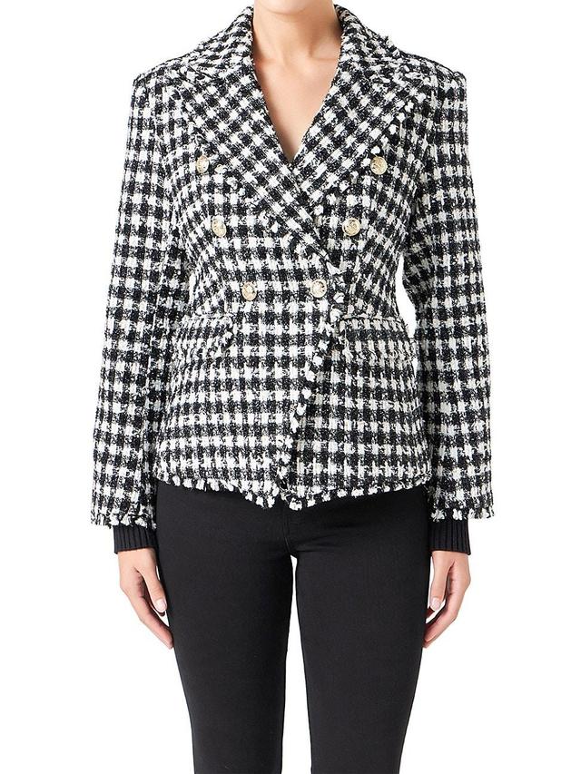 Womens Checked Tweed Blazer Product Image