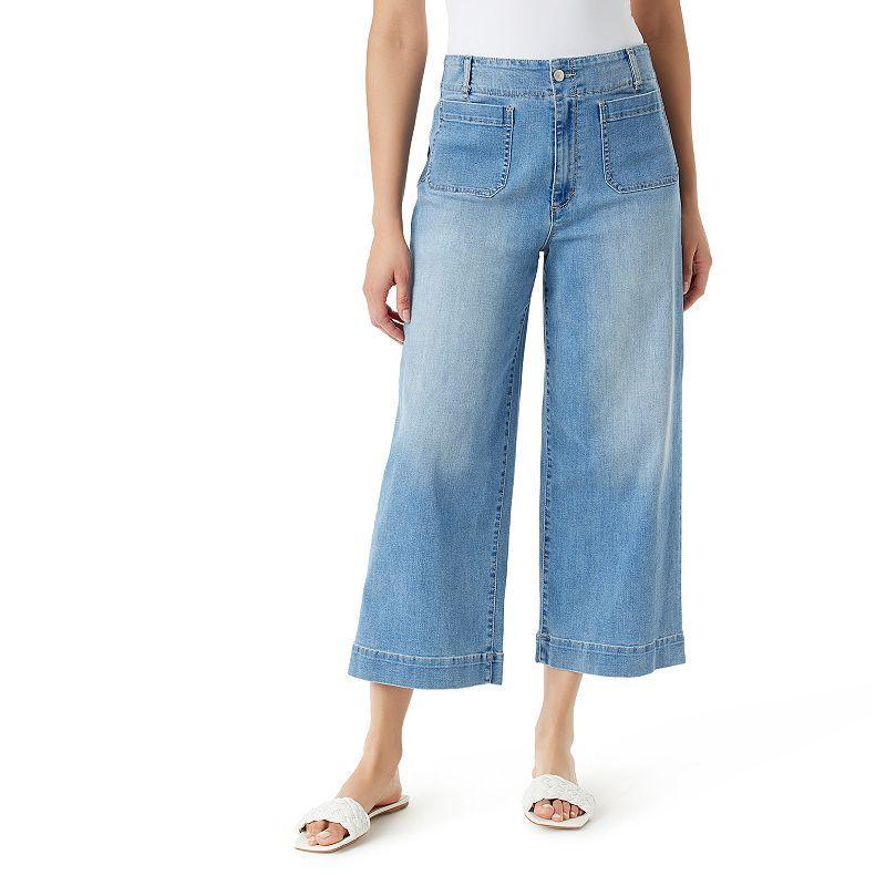 Womens Gloria Vanderbilt Shape Effect Patch Pocket Wide Leg Crop Jeans Product Image