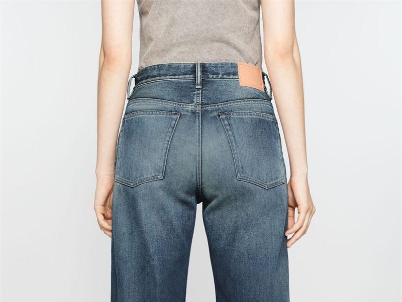 Mid Rise Washed Wide Leg Jeans Product Image