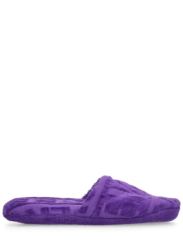 VERSACE Towelling-logo Slippers In Purple Product Image