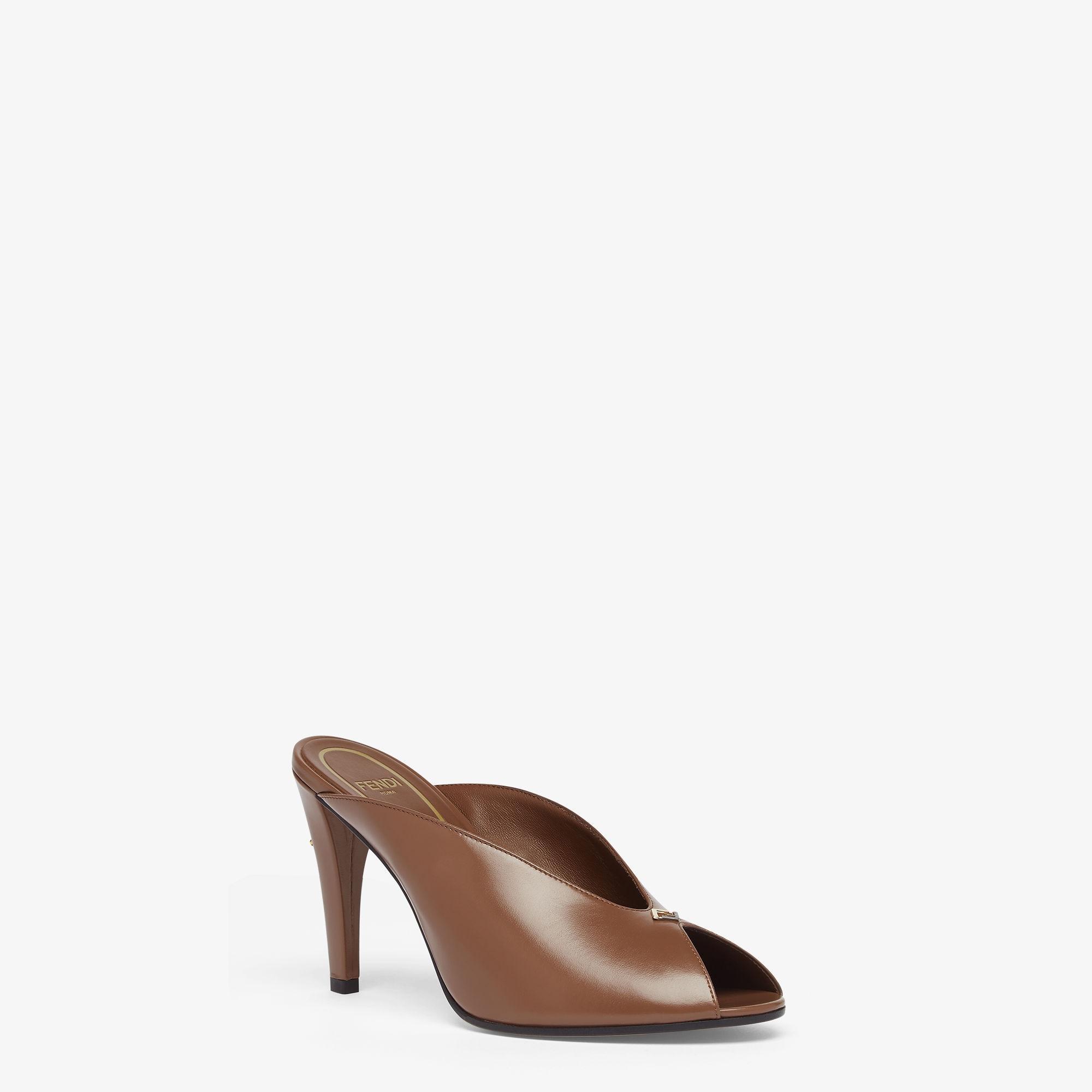 Fendi FiloBrown nappa-leather high-heeled sabots Product Image