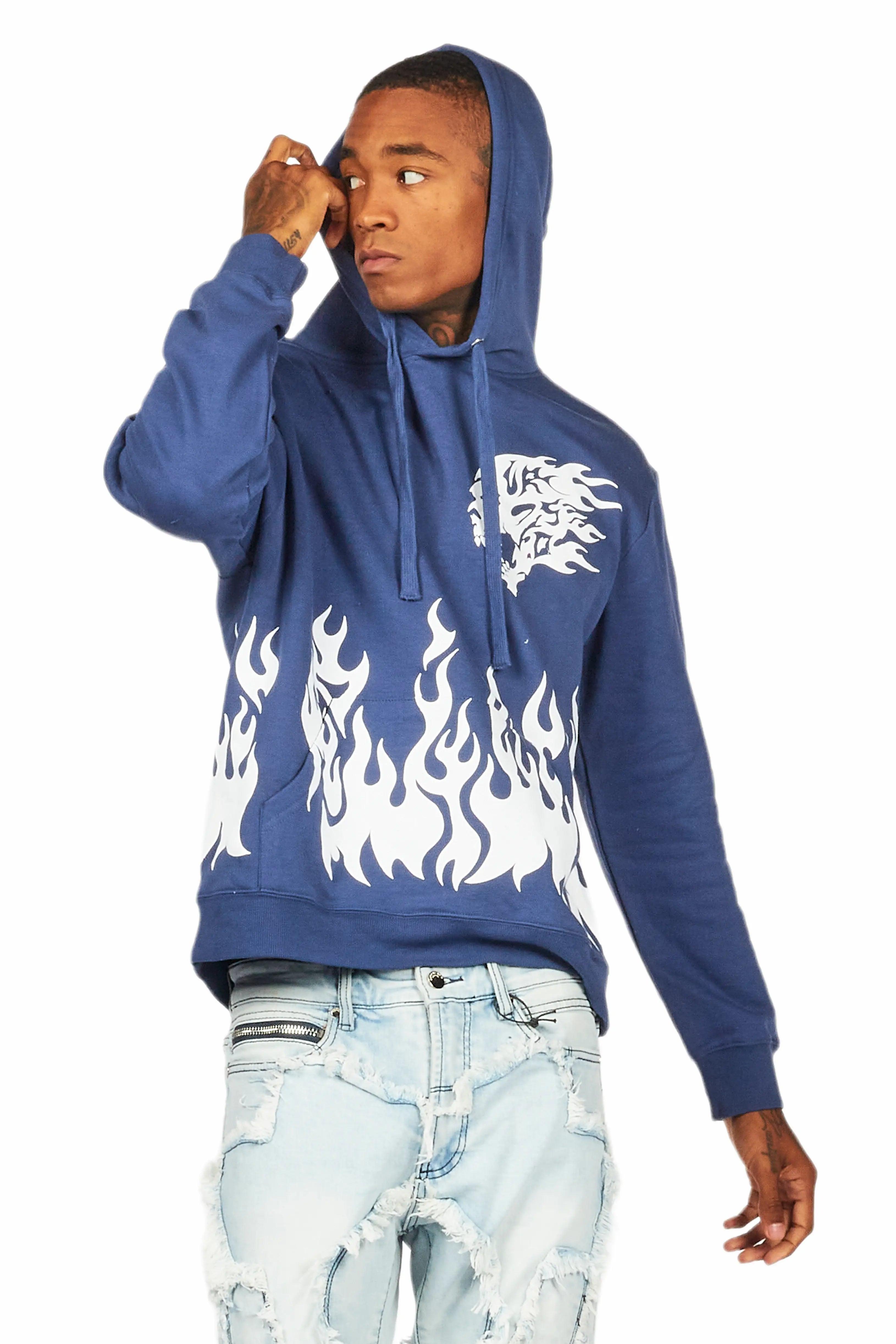 Bubble Navy Graphic Hoodie Male Product Image