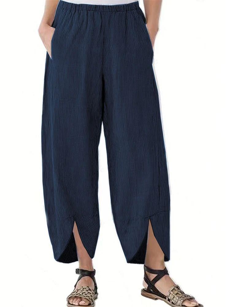 Elastic Waist Plain Crop Harem Pants Product Image