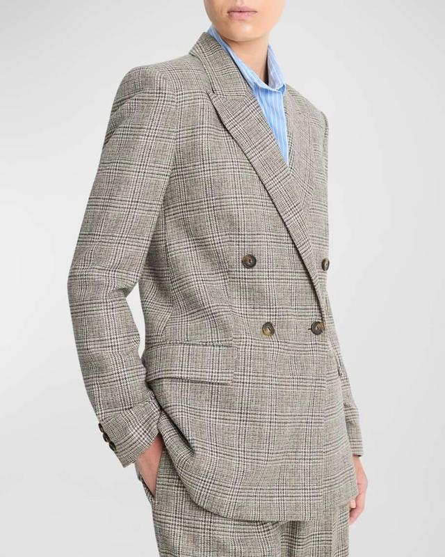 Plaid Wool-Blend Double-Breasted Blazer Product Image