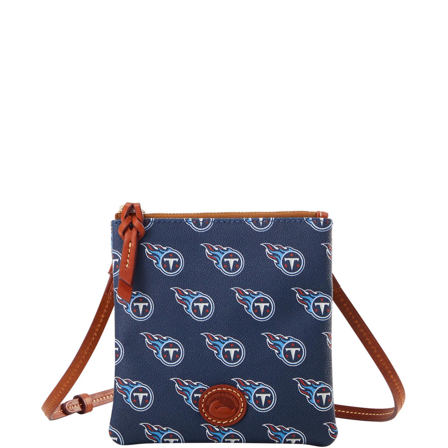 Dooney & Bourke Womens NFL Titans Small North South Top Zip Crossbody Coated Cotton Shoulder Bag in Navy Product Image