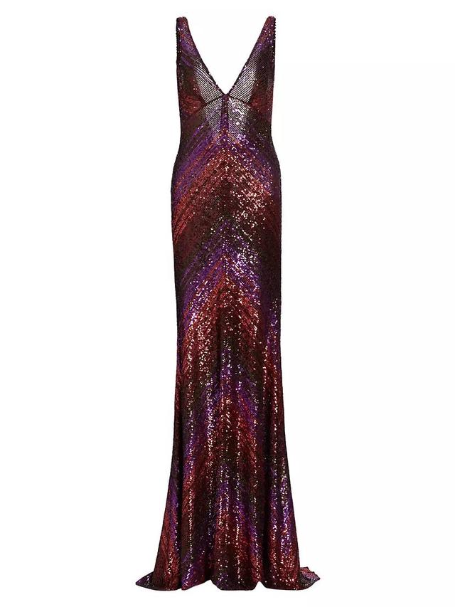 Sequined Stripe Slip Gown Product Image