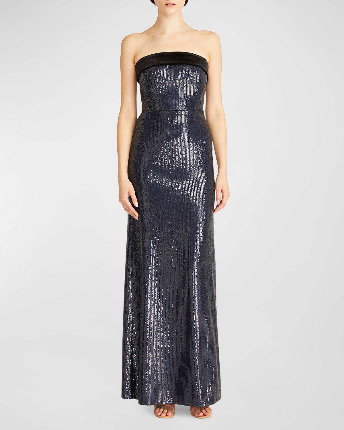 ML Monique Lhuillier Strapless Sequin Sheath Gown Product Image