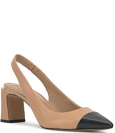 Vince Camuto Hamden Leather Cap Toe Slingback Pumps Product Image