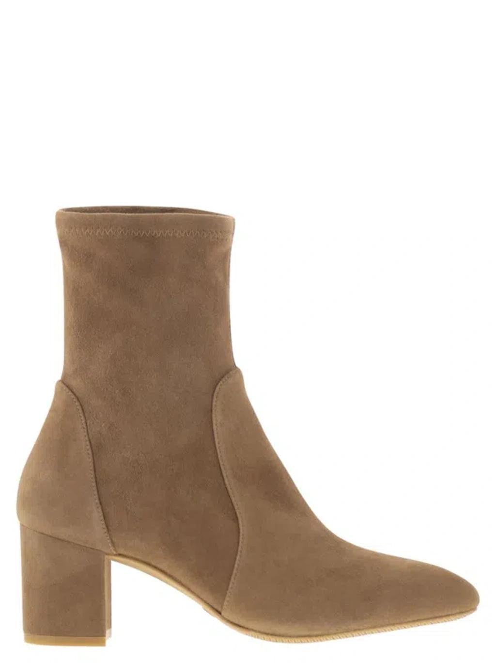 STUART WEITZMAN Suede Yuliana Ankle Boots 60 In Brown Product Image