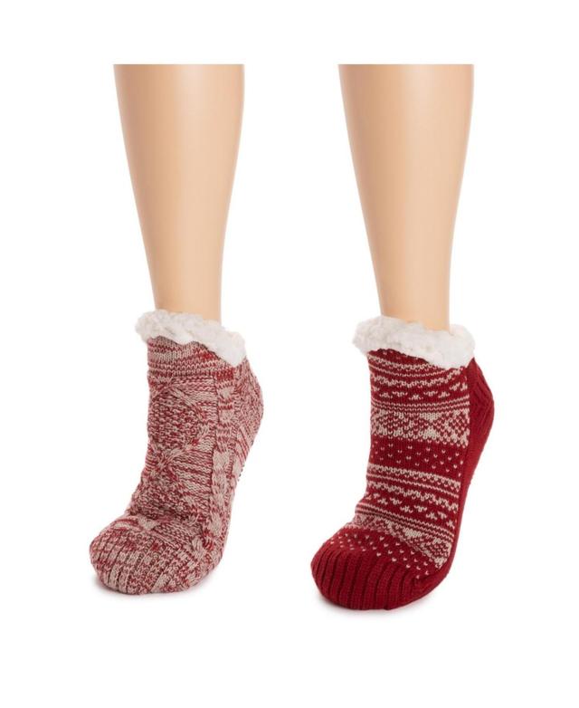 Womens MUK LUKS 2-Pack Short Cabin Socks Red Product Image