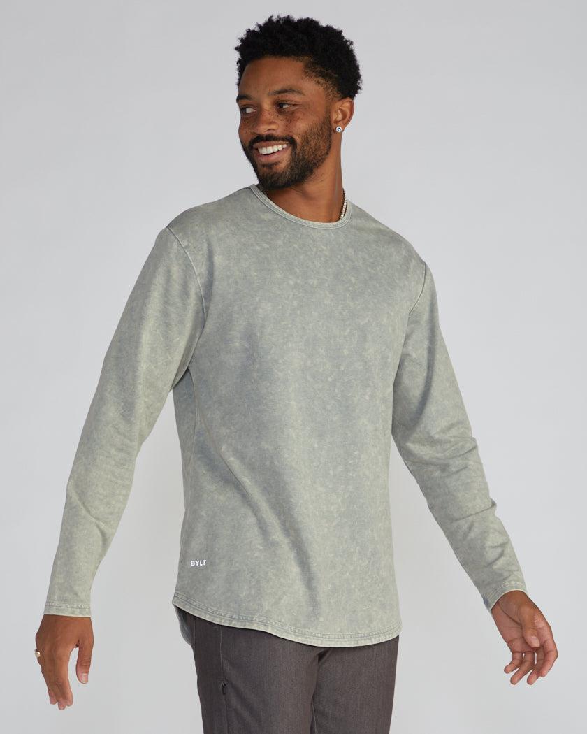 Acid Wash Drop-Cut Long Sleeve Product Image