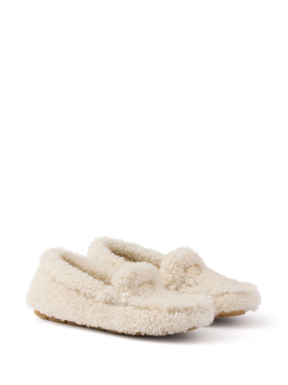 PRADA Loafer Mit Shearling In Off White Product Image