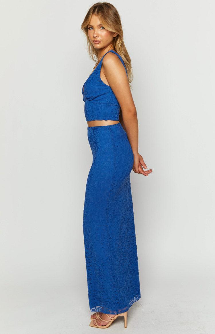 Mimosa Blue Lace Maxi Skirt Product Image