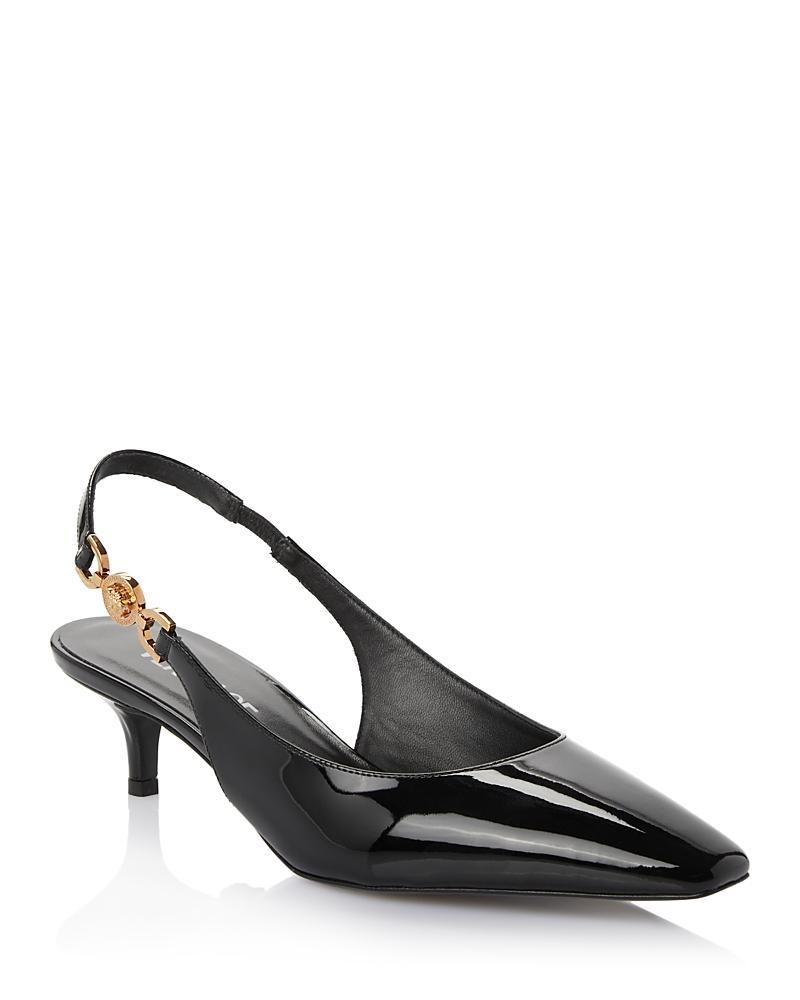 Versace Womens Slingback Pointed Toe Kitten Heel Pumps Product Image