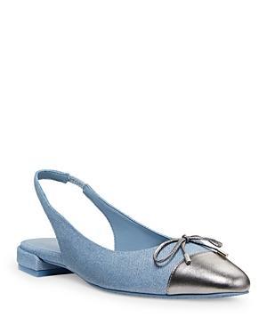 Sleek Denim Bow Slingback Ballerina Flats Product Image