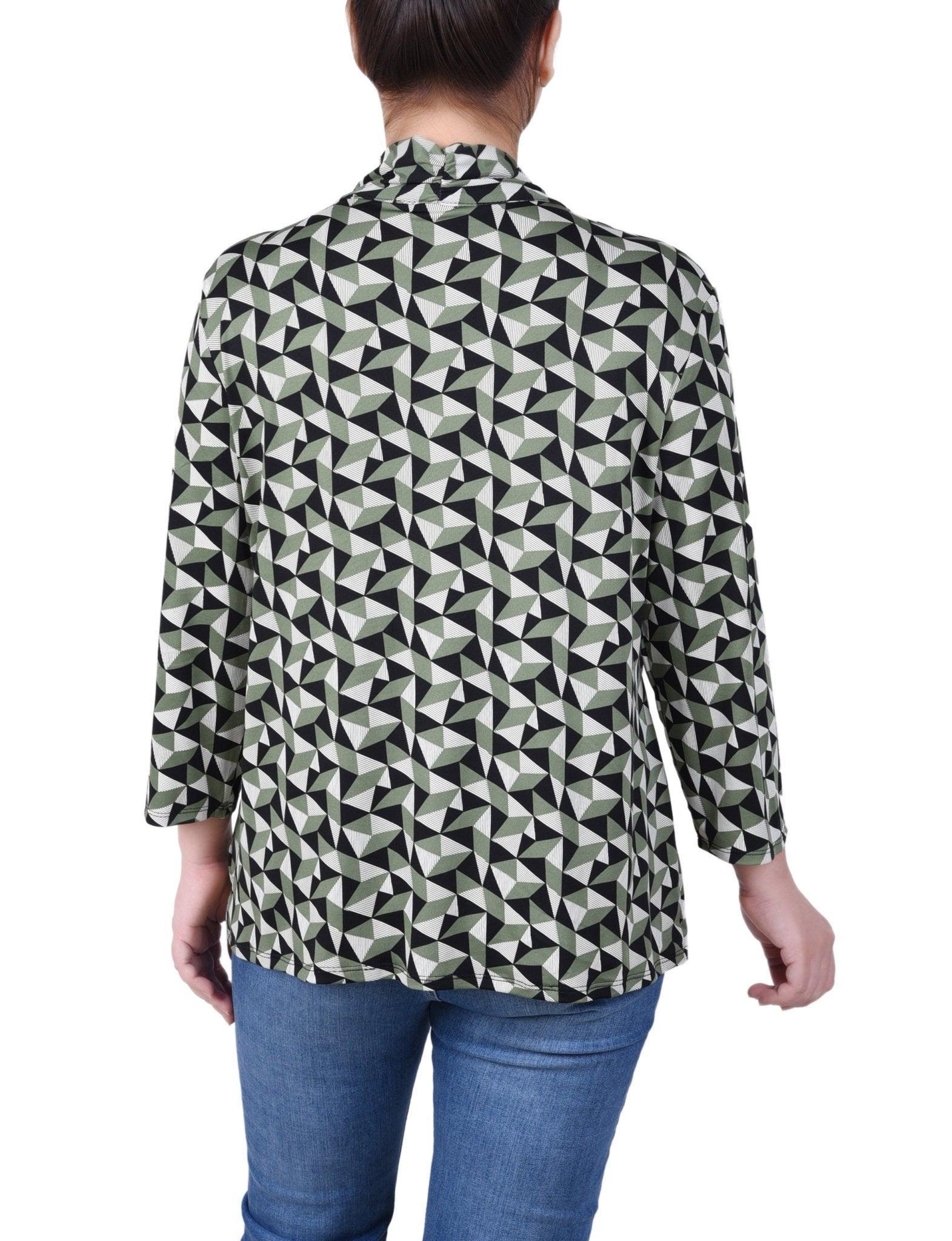 NY Collection Puff Print 3/4 Sleeve Two-Fer Top - Petite Product Image