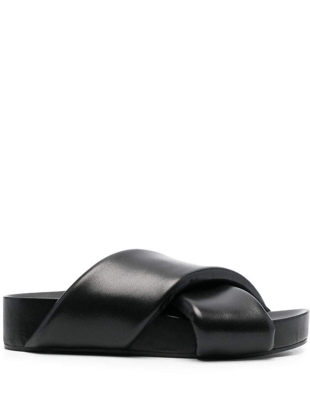 Crossover-strap Padded Sandals In Black Product Image