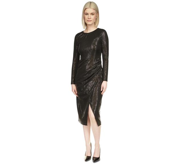 Womens Sequined Shirred Jersey Cocktail Dress Product Image