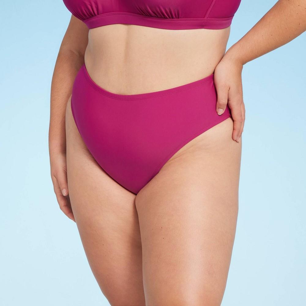 Womens Mid-Rise Hipster Bikini Bottom - Shade & Shore Berry Purple1X Product Image