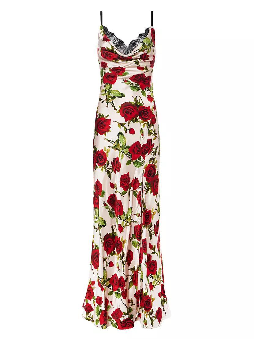 Venice Floral Silk Cowlneck Gown Product Image