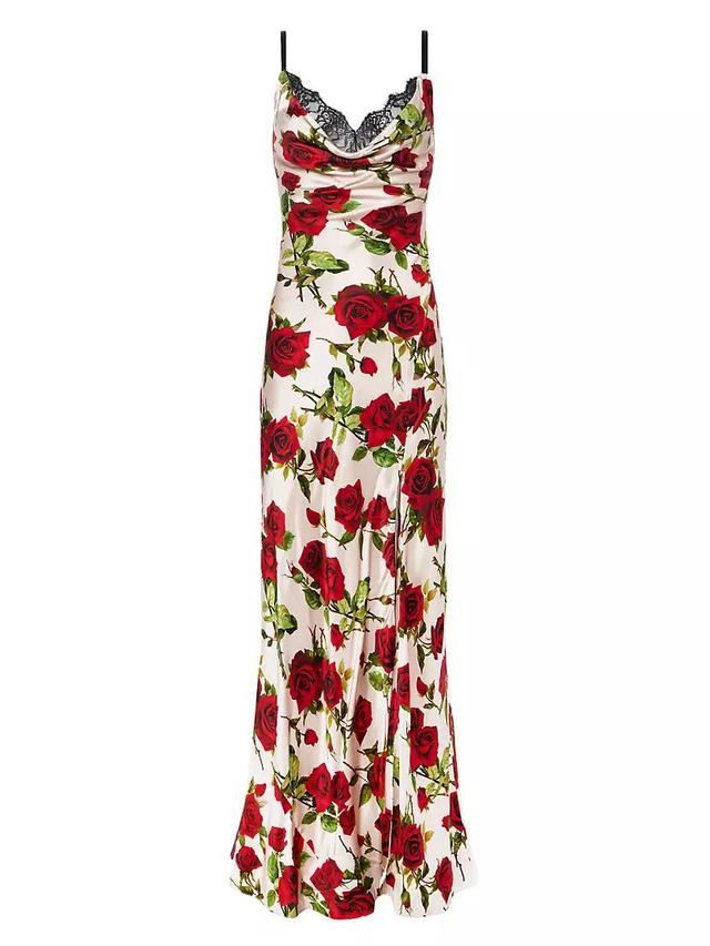 Venice Floral Silk Cowlneck Gown Product Image