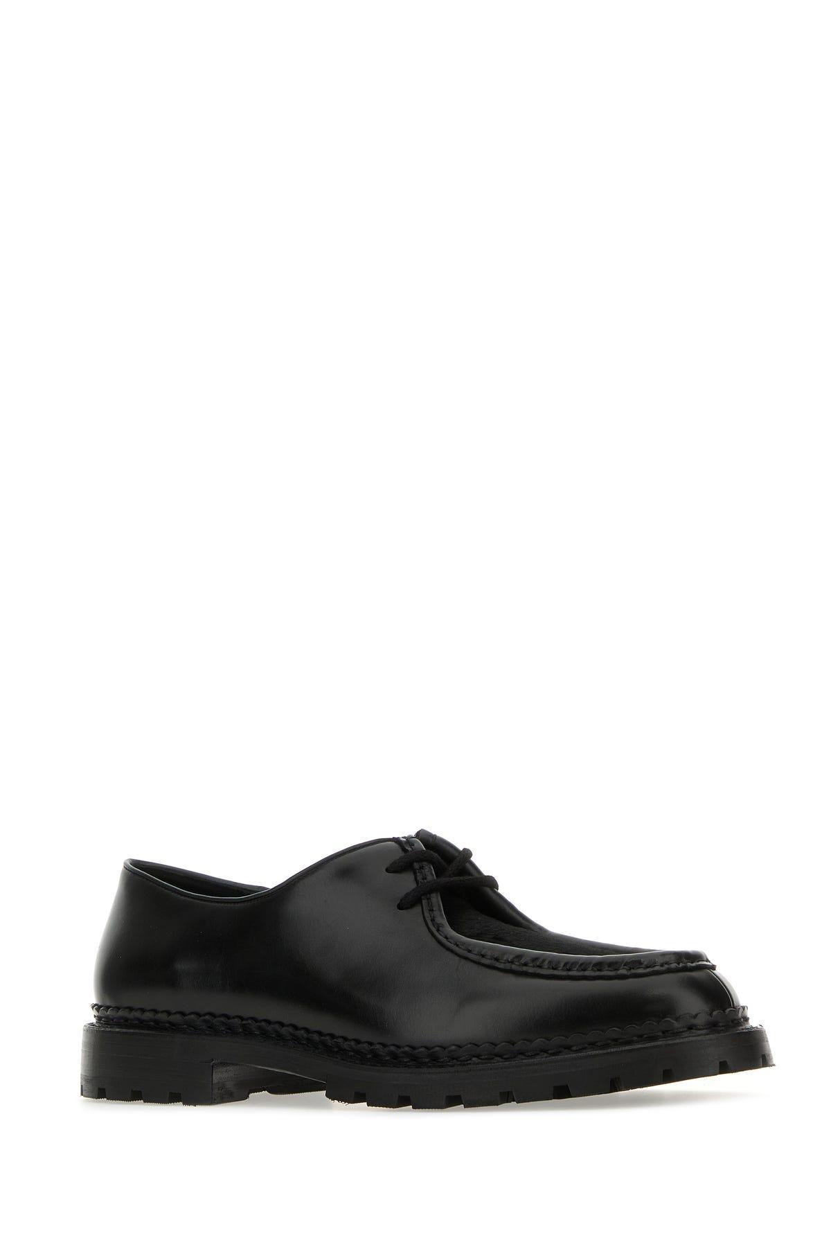 Black Leather And Calf Hair Lace-up Shoes In Neroneronero Product Image