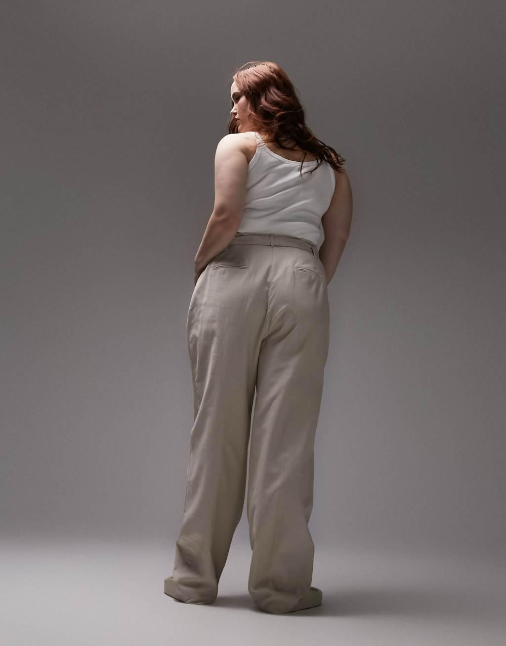 Topshop Curve linen-blend tapered pants Product Image