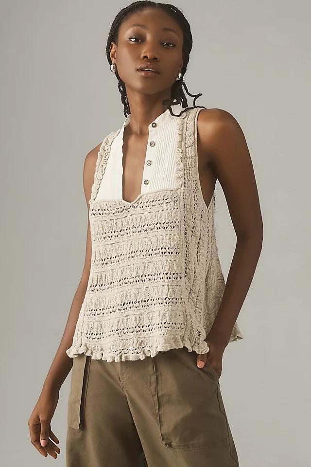 By Anthropologie Open-Stitch Twofer Sweater Tank Product Image