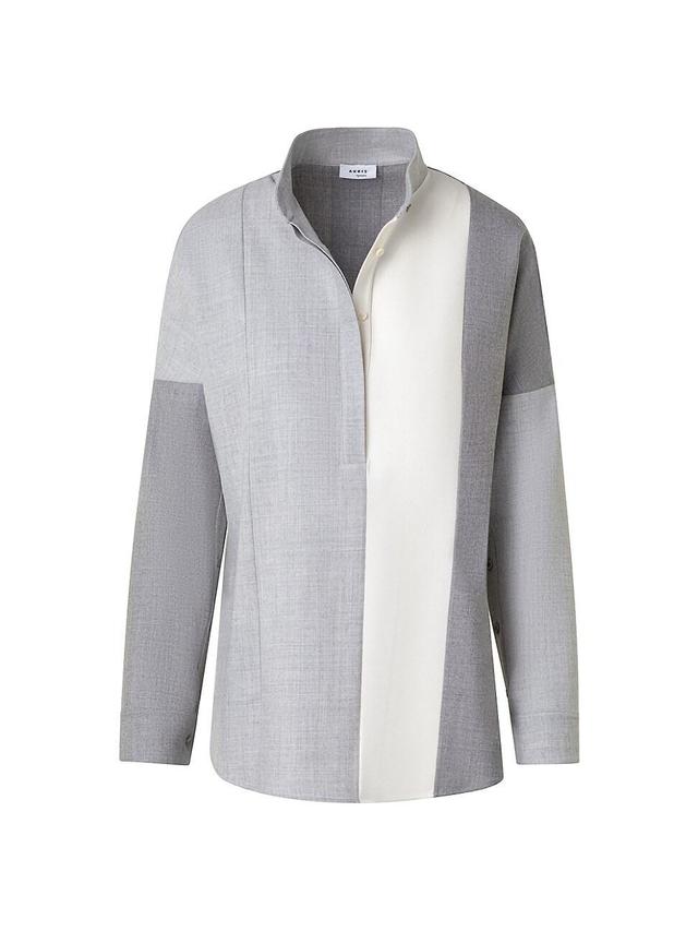 Womens Colorblock Wool Blouse Product Image