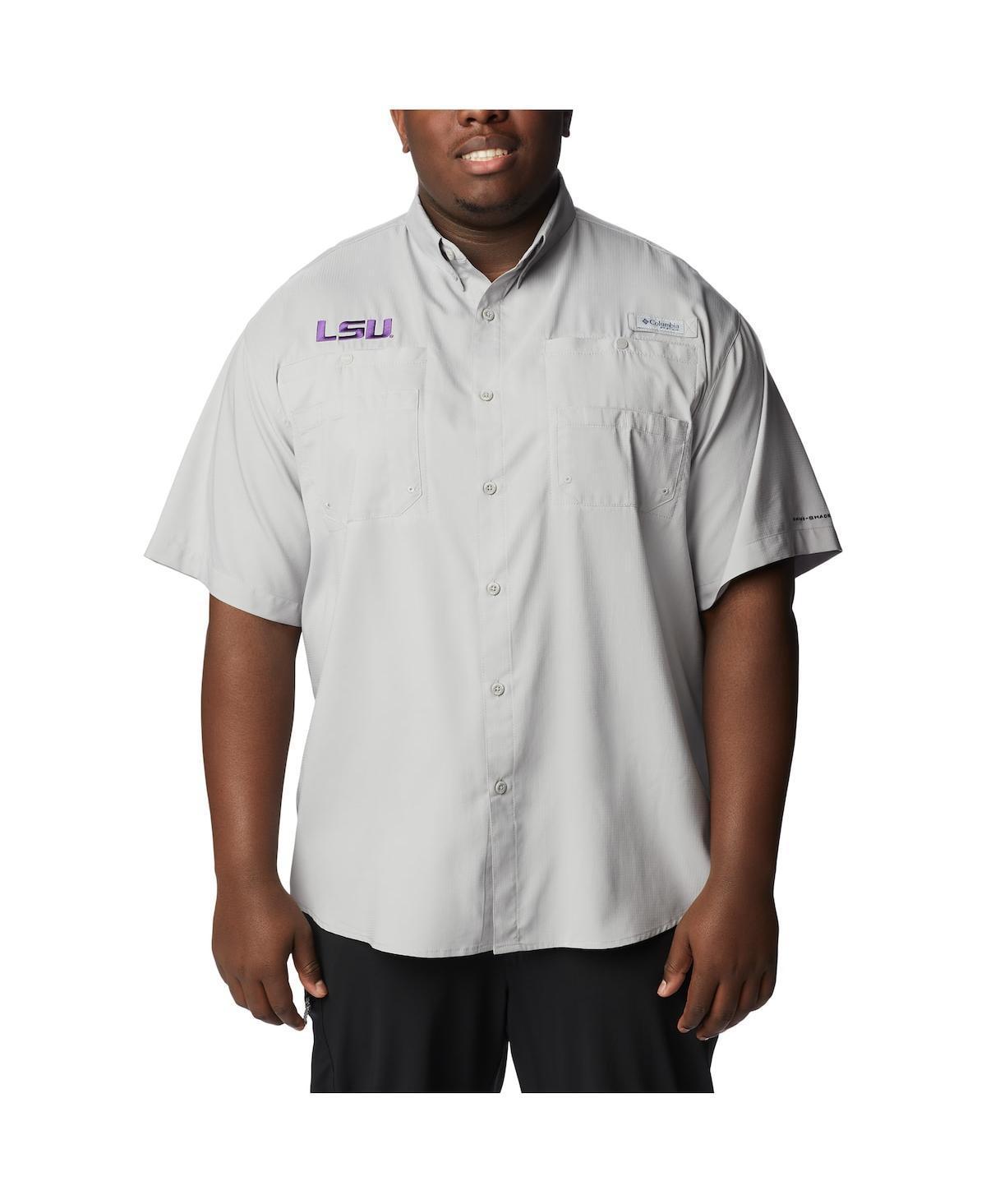 Columbia Mens Gray Lsu Tigers Big Tall Tamiami Omni-Shade Button-Down Shirt Product Image