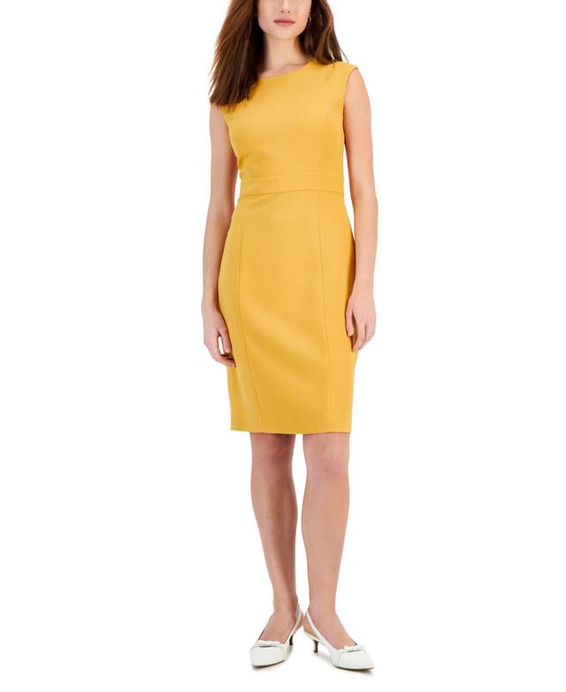 Kasper Petite Size Cap Sleeve Princess Seam Crepe Sheath Dress Product Image