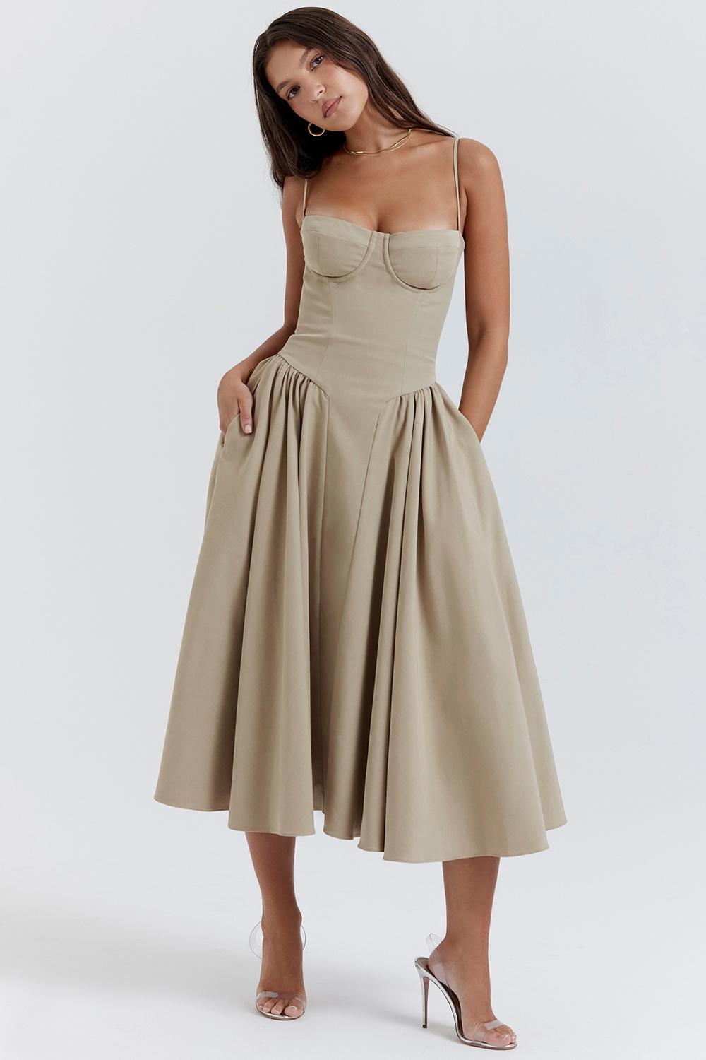 Samaria Taupe Corset Sundress Product Image