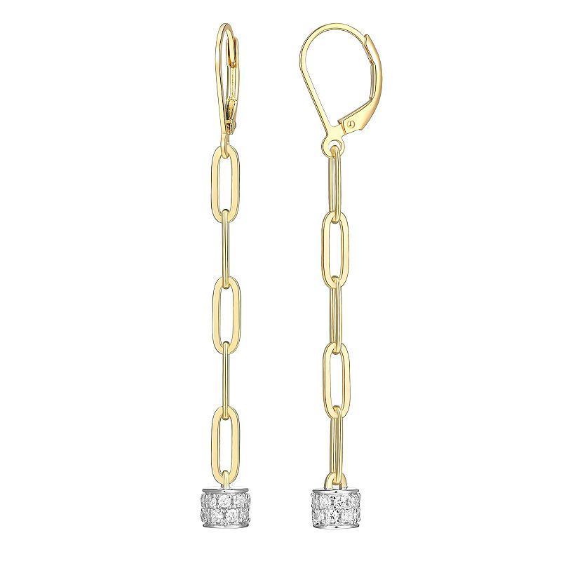 18k Gold Over Silver Cubic Zirconia Link Drop Earrings, Womens, 18k Gold Plated Product Image