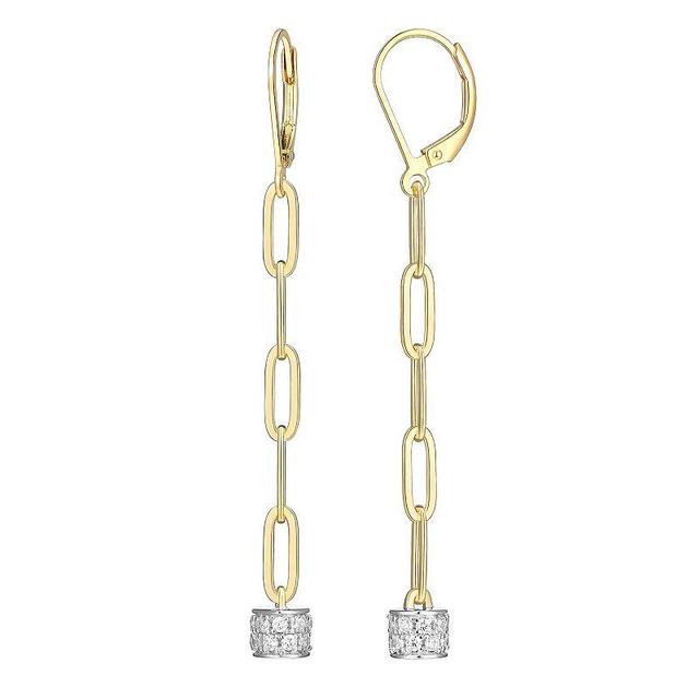 18k Gold Over Silver Cubic Zirconia Link Drop Earrings, Womens, 18k Gold Plated Product Image