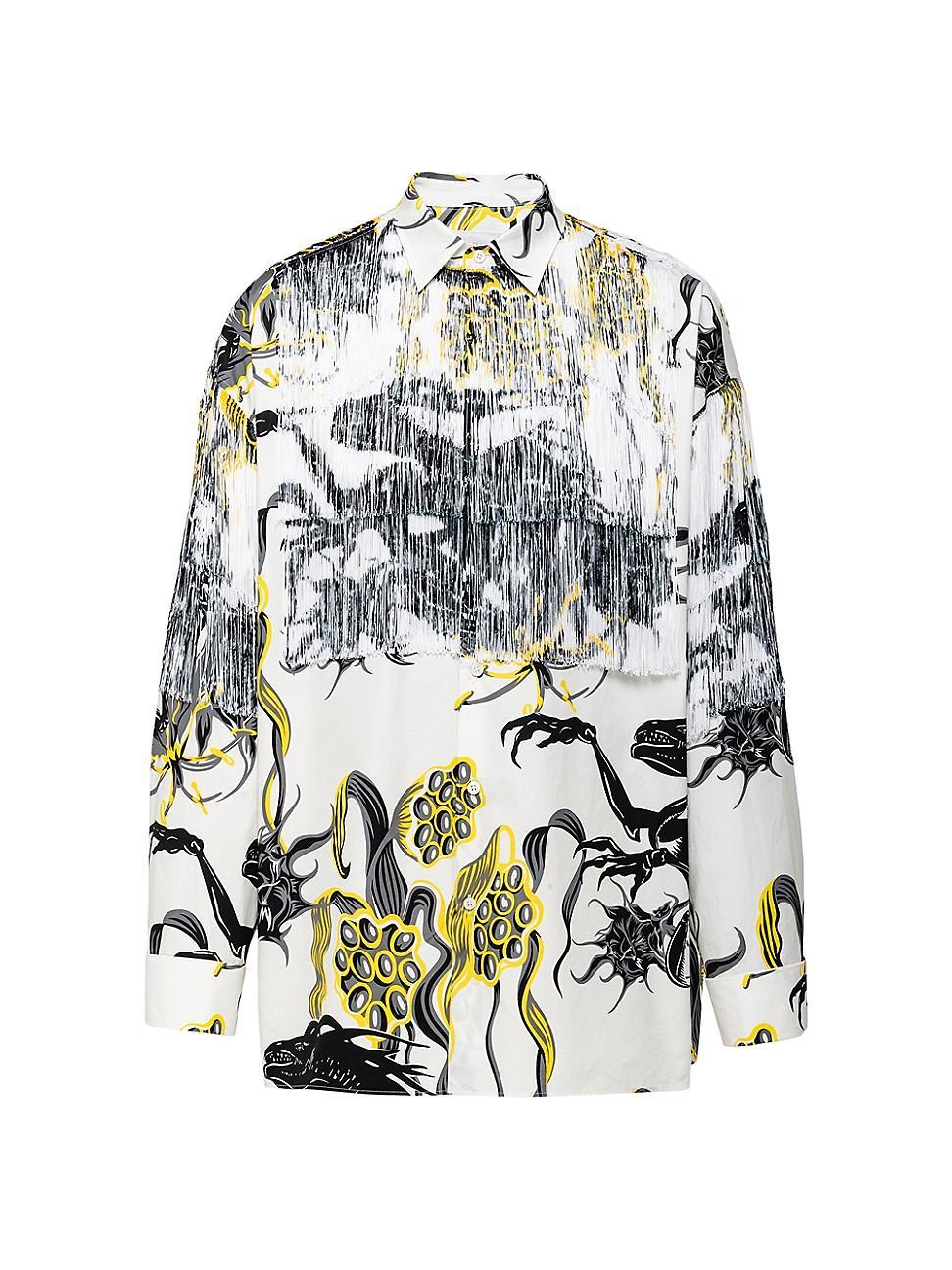 Mens Printed Cotton Shirt with Fringe Product Image