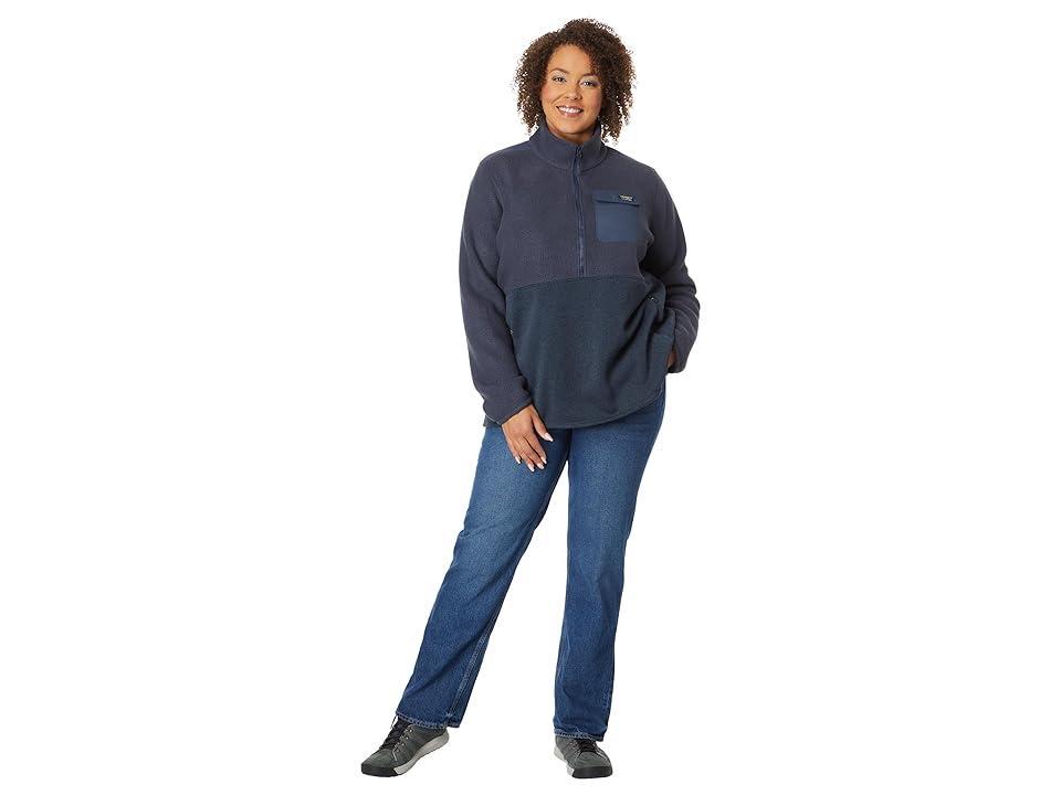 L.L.Bean Plus Size Sweater Fleece Sherpa Hybrid Color-Block (Carbon ) Women's Clothing Product Image