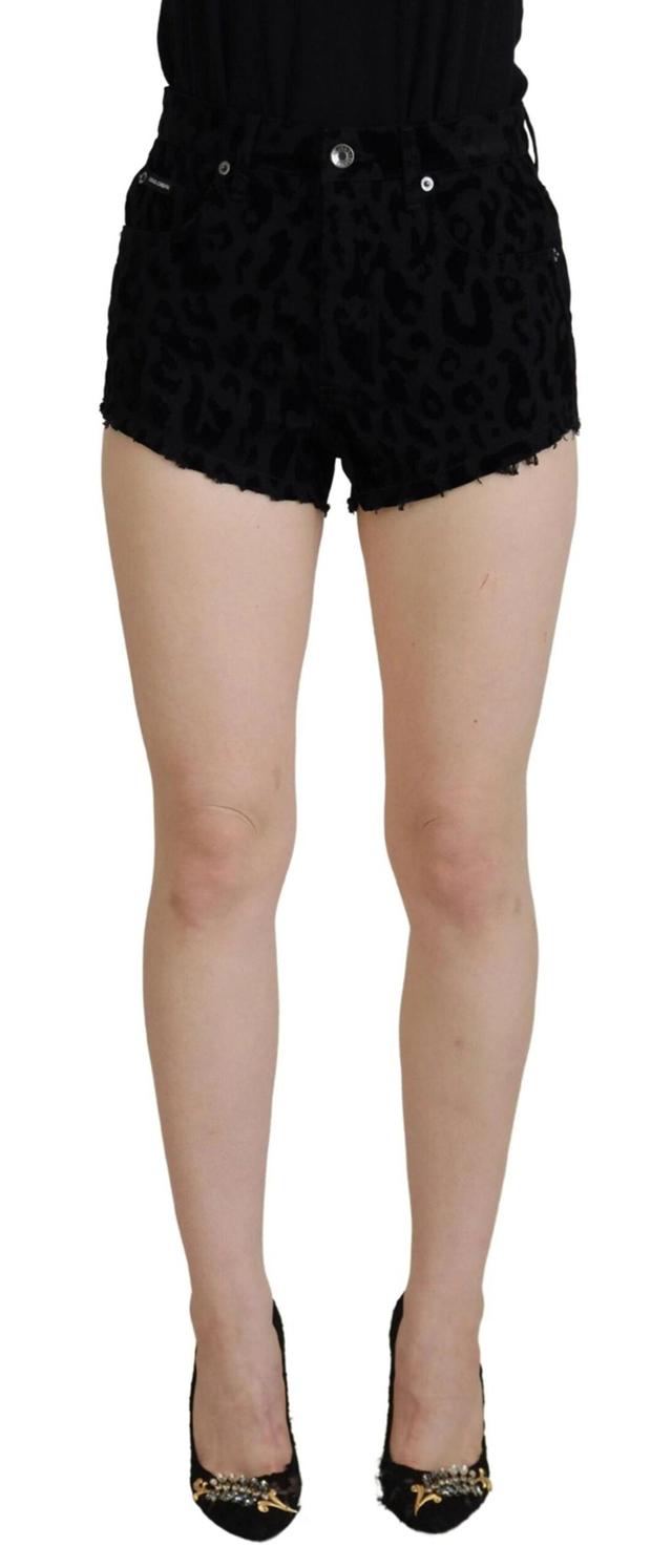 DOLCE & GABBANA Black Denim Cotton Stretch Hot Pants Shorts Product Image